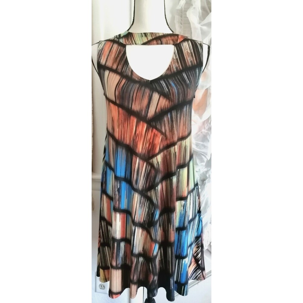 Ariella Swing Dress Womens S Colorful Abstract Bohemian Made in USA